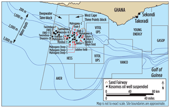 Fig. 4. Several independents are actively exploratory drilling in Ghana’s offshore blocks. Image courtesy of Kosmos Energy.
