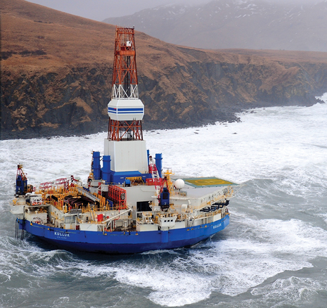 Fig. 2. Shell’s Arctic exploration projects offshore Alaska are on hold since the grounding of the Kulluk drilling platform on the southeastern shore of Sitkalidak Island. Shell plans to scrap the Kulluk and resurrect its Arctic plans in 2014.
