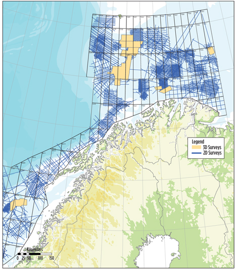 Fig. 5. Multi–client 2D and 3D seismic data acquired by WesternGeco in the Norwegian Arctic.