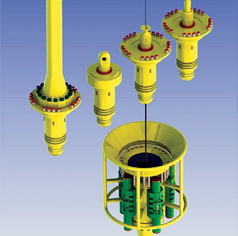 Fig. 8. The Stackable, Lightweight Intervention Connector (SLIC) from Lewis extends the lubricator section of a riserless intervention system.