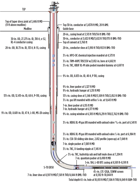 Fig. 3. Schematic of Well 2 completion. Fig. 3. Schematic of Well 2 completion.