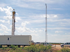 Fig. 1. A Mobile Broadband Trailer System (MBTS) on site at an Apache Permian Basin drilling site. 