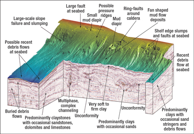 Combined seafloor and subsurface models.