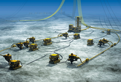 Last month Total’s Pazflor field, pictured here, came onstream. Located offshore Angola in 2,000-4,000 ft of water, Pazflor’s extensive subsea development includes 49 wells tied to an FPSO with over 100 mi of pipe. The gas and liquids produced are separated on the seafloor prior to being pumped to the surface. Last month Total’s Pazflor field, pictured here, came onstream. Located offshore Angola in 2,000-4,000 ft of water, Pazflor’s extensive subsea development includes 49 wells tied to an FPSO with over 100 mi of pipe. The gas and liquids produced are separated on the seafloor prior to being pumped to the surface.