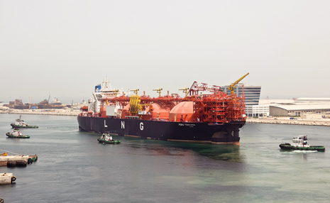 The FRSU Toscana sailed from Dubai in June 2013, and, after a scheduled stop in Malta during July, for final mechanical installation and testing, arrived in Italy at the beginning of August (photo courtesy of OLT Offshore).